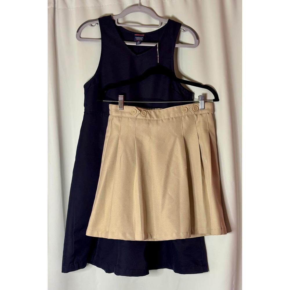French Toast Girls School Uniform Navy Pleated Jumper Izod Khaki Skort Set 16